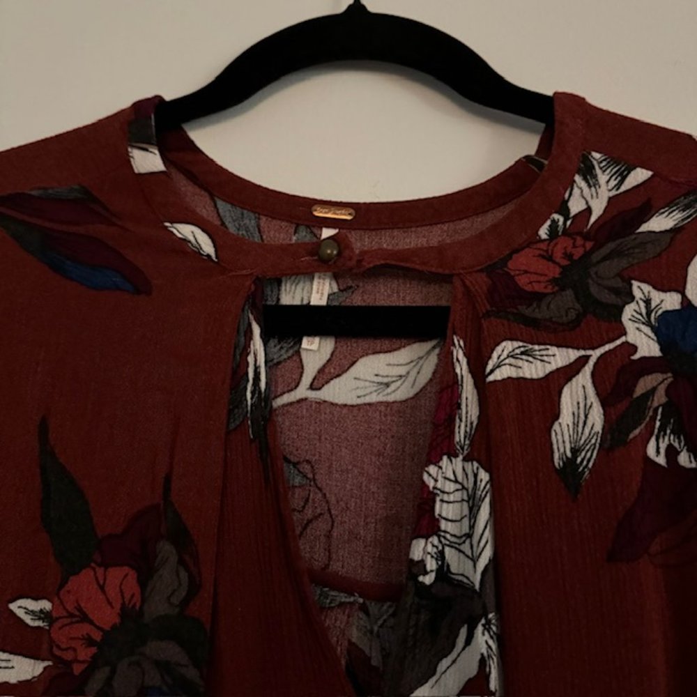 Free People Tree Swing Floral Oversized Tunic w/ Pockets Size XS - Picture 4 of 5